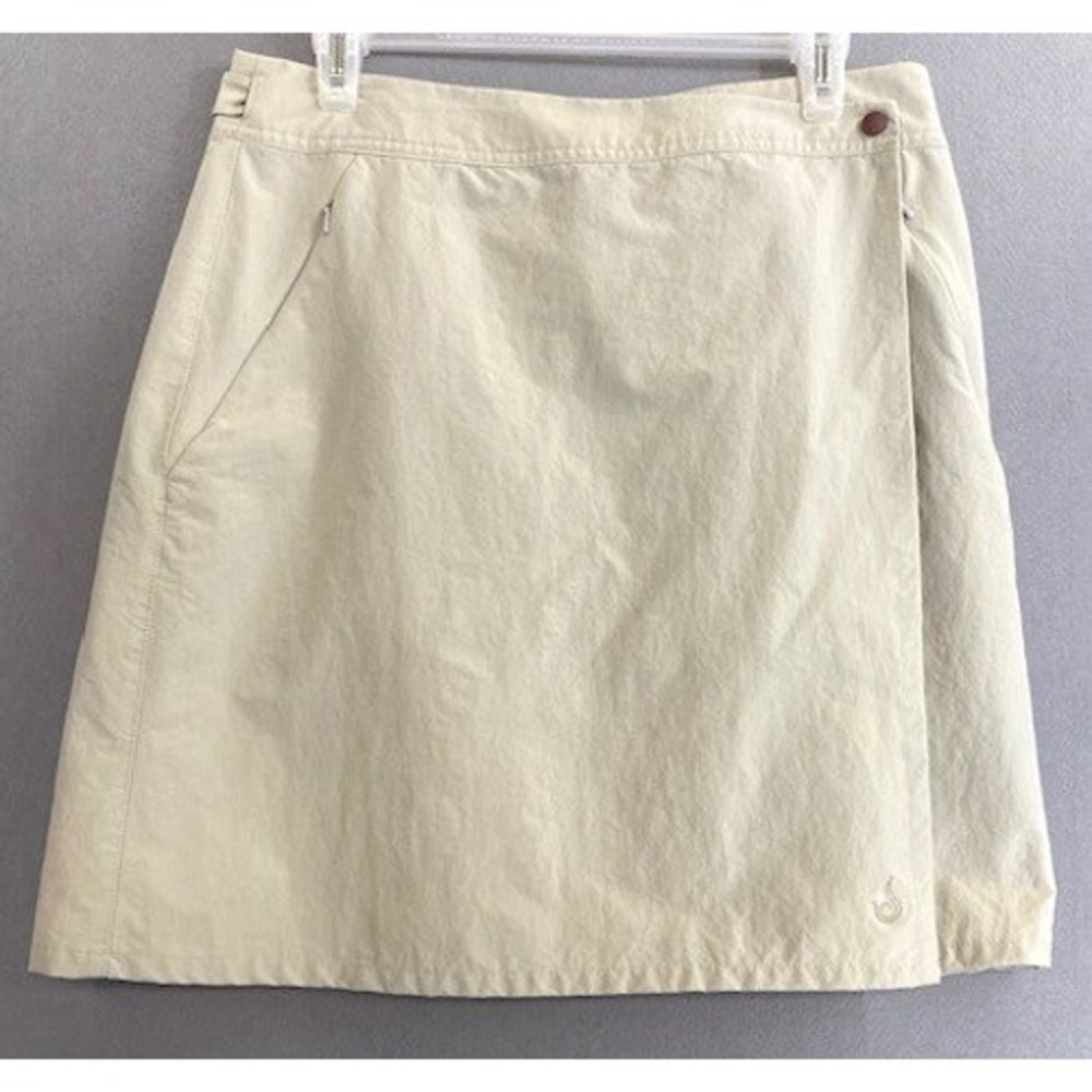 ISIS Womens MEDIUM Tan Lightweight Wrap‎ Hiking Skirt Pockets Outdoor Travel